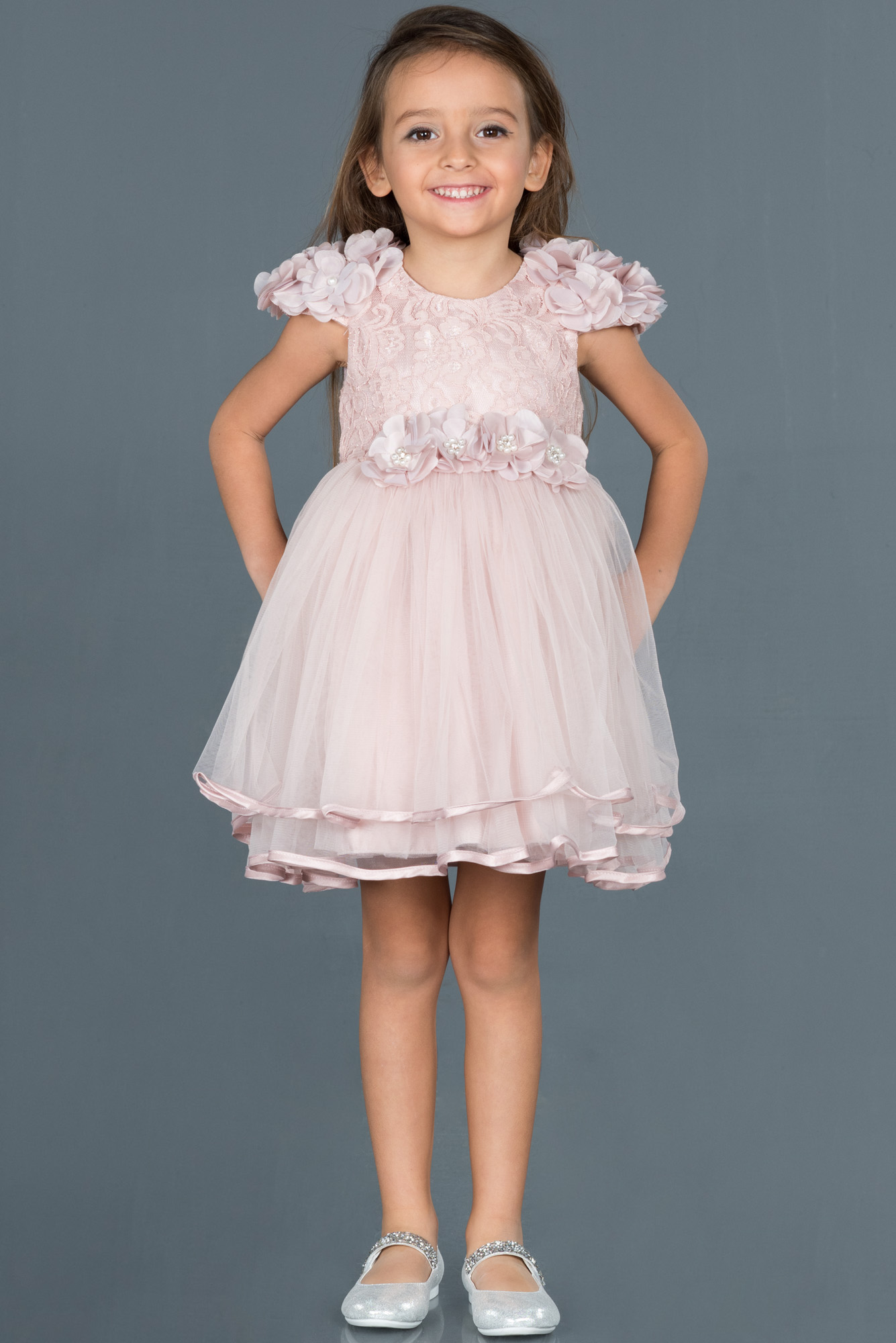 Robe de Soirée Enfants Longue Couleur Rose ABU1141 Abiyefon