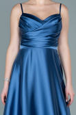 Robe De Soir E Longue Satin Bleu Marine Abu Abiyefon