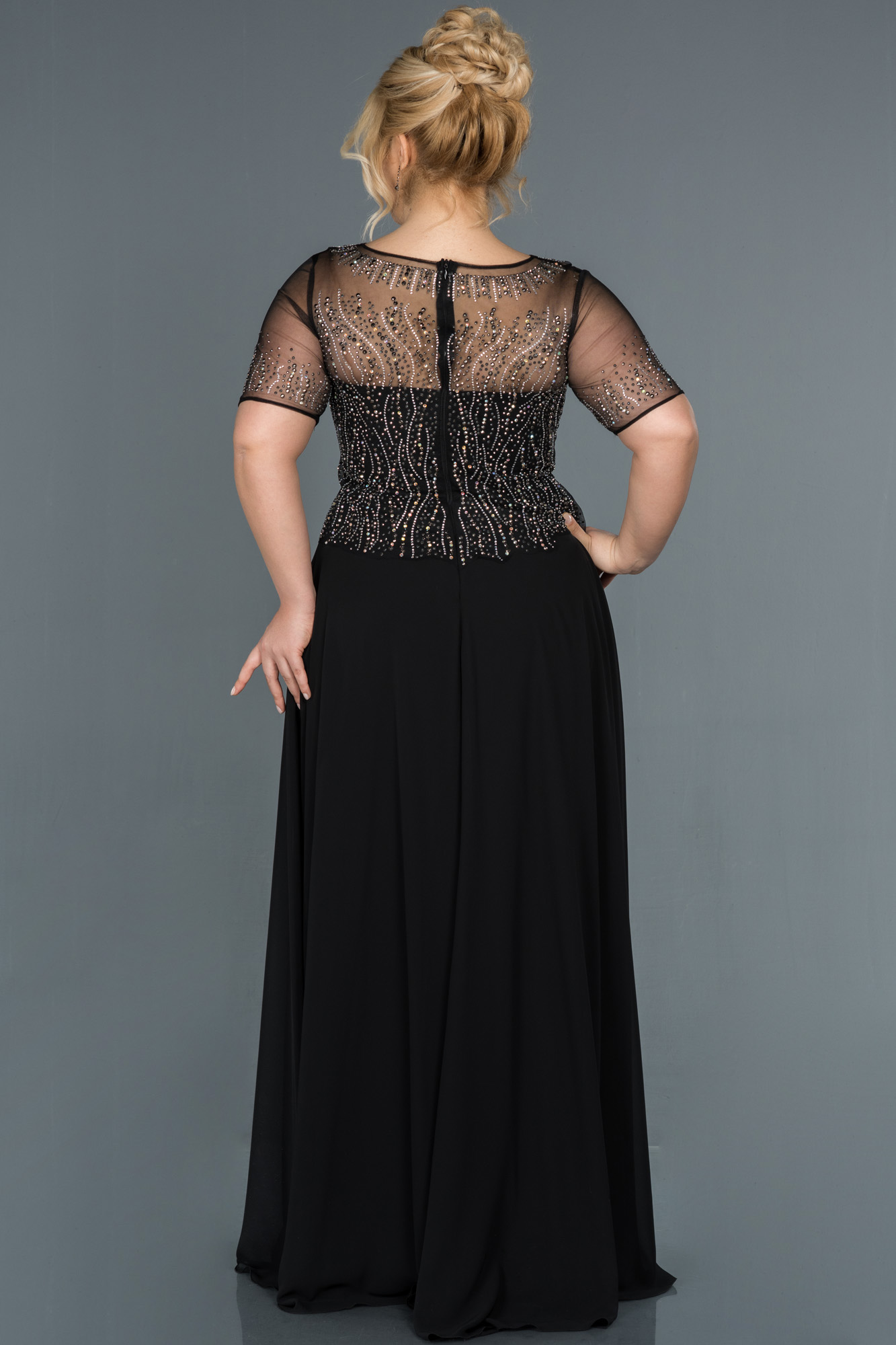 Robe De Soirée Grande Taille Longue Bleu Marine Abu1316 