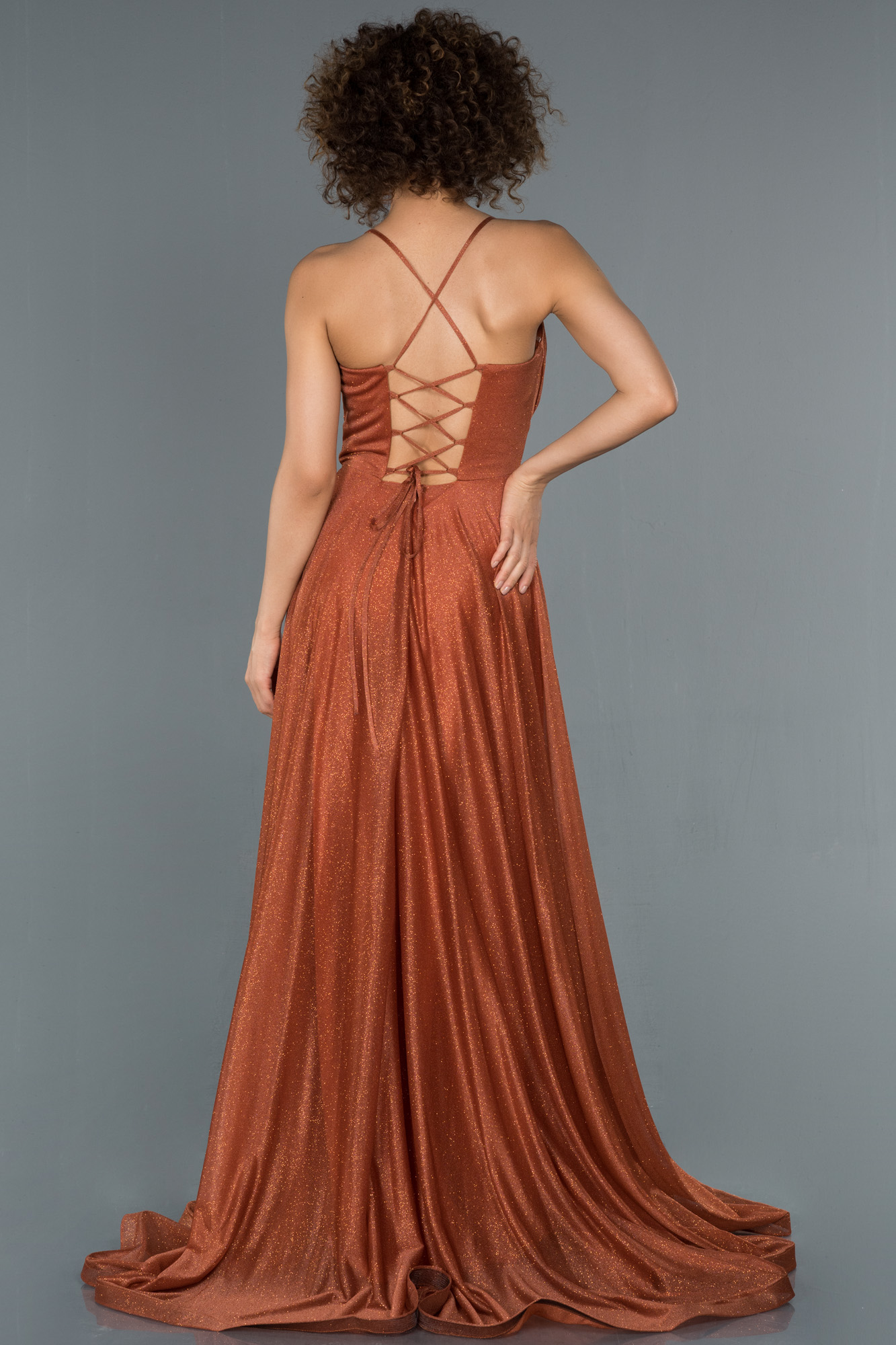 Robe de Soirée Longue Marron clair ABU1303