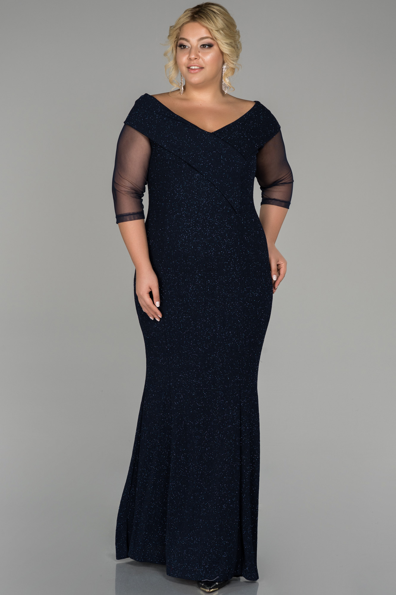 Robe De Soir E Grande Taille Longue Bleu Marine Abu Abiyefon Com