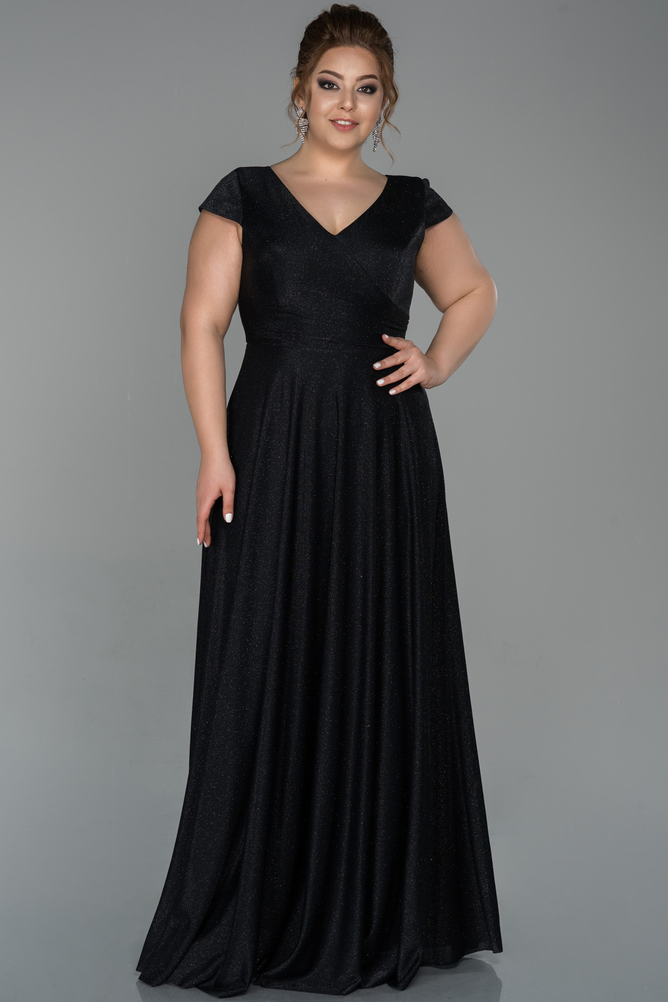 Robe de Soirée Grande Taille Longue Noir ABU1622