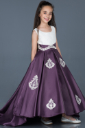 Robe de Soirée Enfants Longue Violet Foncé ABU788