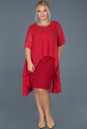 Robe Grande Taille Courte Rouge ABK063