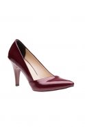 Chaussures De Soirée En Cuir Verni Rouge Bordeaux BA114