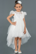 Robe de Soirée Enfants Courte Blanc ABK795