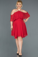 Robe Grande Taille Courte Rouge ABK032