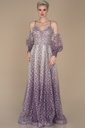 Robe de Fiançaille Longue Lacé Violet ABU1393