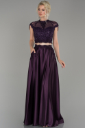 Robe de Fiançaille Satin Longue Violet ABU1108
