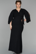 Robe Grande Taille Longue Noir-Noir ABU1529