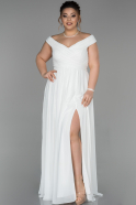 Robe de Soirée Grande Taille Longue Blanc ABU1560