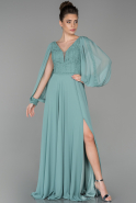 Robe Grande Taille Longue Mousseline Turquoise ABU1732