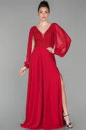 Robe Grande Taille Longue Mousseline Rouge ABU1732