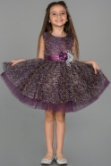 Robe de Soirée Enfants Courte Violet Foncé ABK952