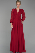 Robe De Soirée Mousseline Longue Rouge ABU1651
