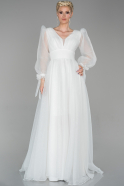 Robe de Soirée Longue Blanc ABU1650