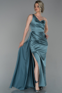 Robe de Soirée Longue Satin Turquoise ABU1681