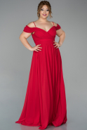 Robe Grande Taille Longue Mousseline Rouge ABU1660