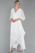 Robe de Cérémonie Longue Mousseline Blanc ABU1729