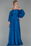 Robe de Fiançaille Longue Satin Bleu Saxe ABU1656
