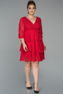 Robe Grande Taille Courte Mousseline Rouge ABK1002