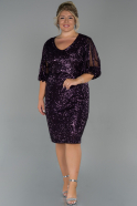 Dark Purple Short Plus Size Evening Dress ABK631