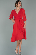 Short Red Chiffon Invitation Dress ABK483