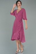 Rose Colored Short Chiffon Invitation Dress ABK483