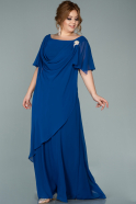 Robe de Soirée Grande Taille Longue Mousseline Bleu Saxe ABU1934