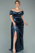 Robe Grande Taille Longue Velours Anthracite ABU1991