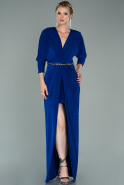 Robe de Soirée Longue Bleu Saxe ABU2054