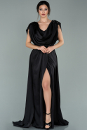Long Black Satin Evening Dress ABU393