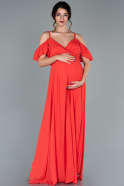Zinnoberrot Abendkleid Für Schwangere Lang ABU756