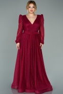 Robe de Soirée Grande Taille Longue Rouge Bordeaux ABU2104