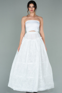 Blanc Modeles De Robes De Soiree En Tarlatan ABN02