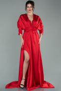 Robe De Soirée Satin Longue Rouge ABU2077