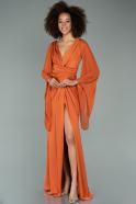 Robe de Soirée Longue Satin Orange ABU2195