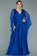 Robe de Soirée Grande Taille Longue Mousseline Bleu Saxe ABU2246