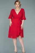 Short Red Chiffon Oversized Evening Dress ABK1340