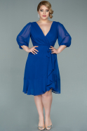 Short Sax Blue Chiffon Oversized Evening Dress ABK1340