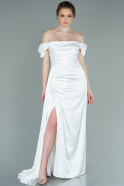 Robe de Fiançaille Satin Longue Blanc ABU1606