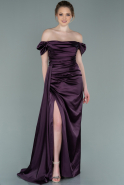 Robe De Fiançaille Satin Longue Violet ABU1606