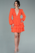 Mini Orange Chiffon Invitation Dress ABK803