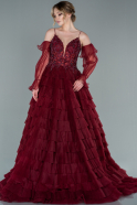 Haute Couture Longue Rouge Bordeaux ABU2328