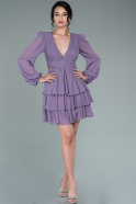Lavender Mini Chiffon Invitation Dress ABK803