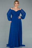 Robe de Soirée Grande Taille Longue Mousseline Bleu Saxe ABU2354