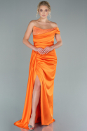 Robe de Soirée Longue Satin Orange ABU2506