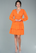 Robe de Cérémonie Courte Mousseline Orange ABK1450