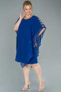 Robe de Soirée Grande Taille Courte Mousseline Bleu Saxe ABK1495