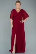 Robe de Soirée Grande Taille Longue Mousseline Rouge Bordeaux ABU2577
